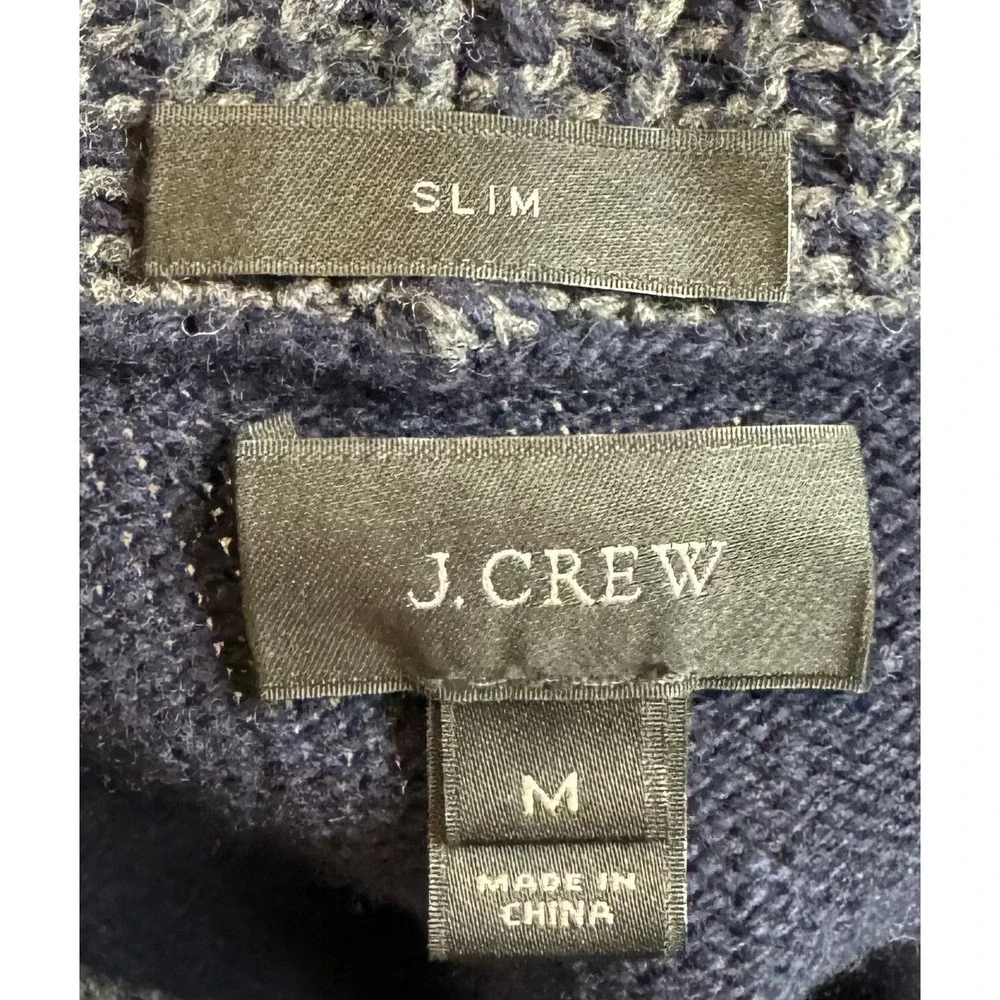 J. Crew Mens Shawl Collar‎ Cardigan Sweater Elbow Patch Knit Blue Medium